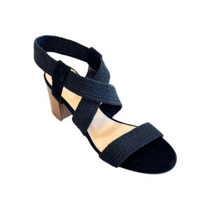 Solanz Elaina Sandals Strappy Block Heels Black Women’s Size 7.5M